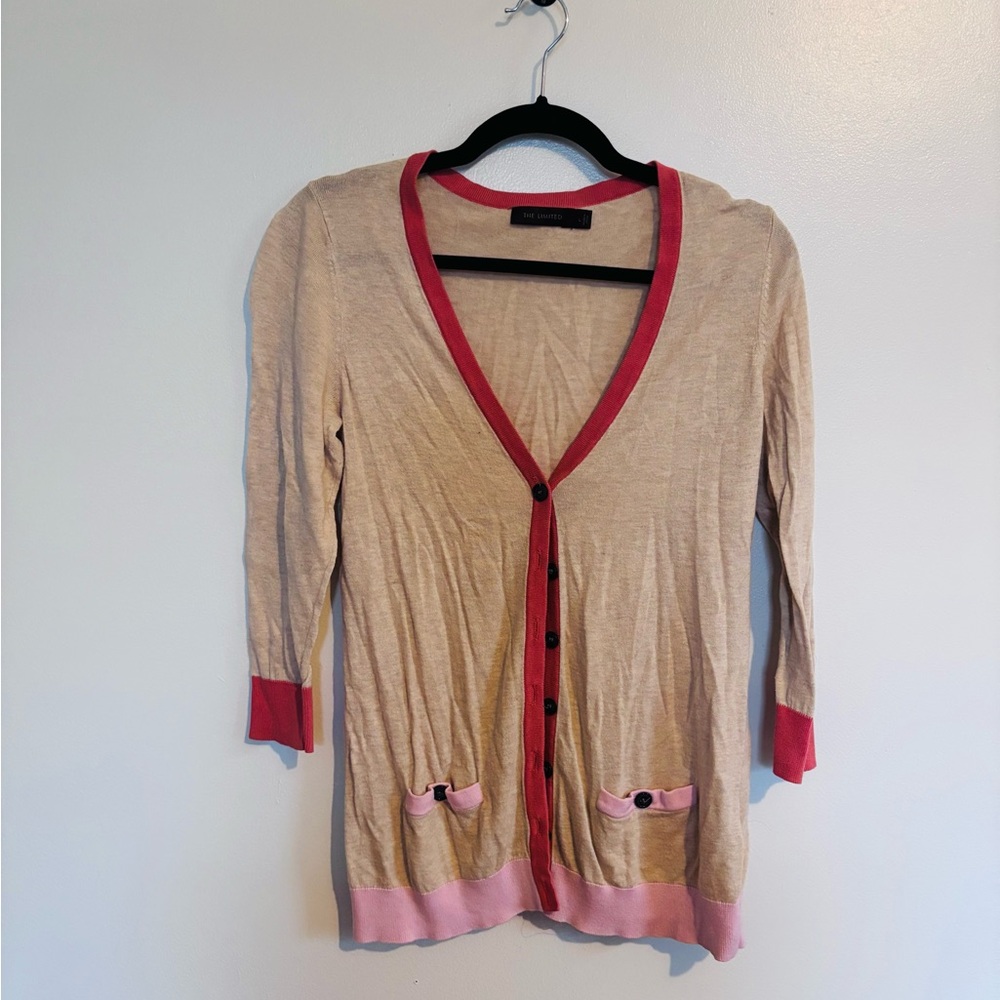 The Limited light weight cardigan in beige size large, mild wear